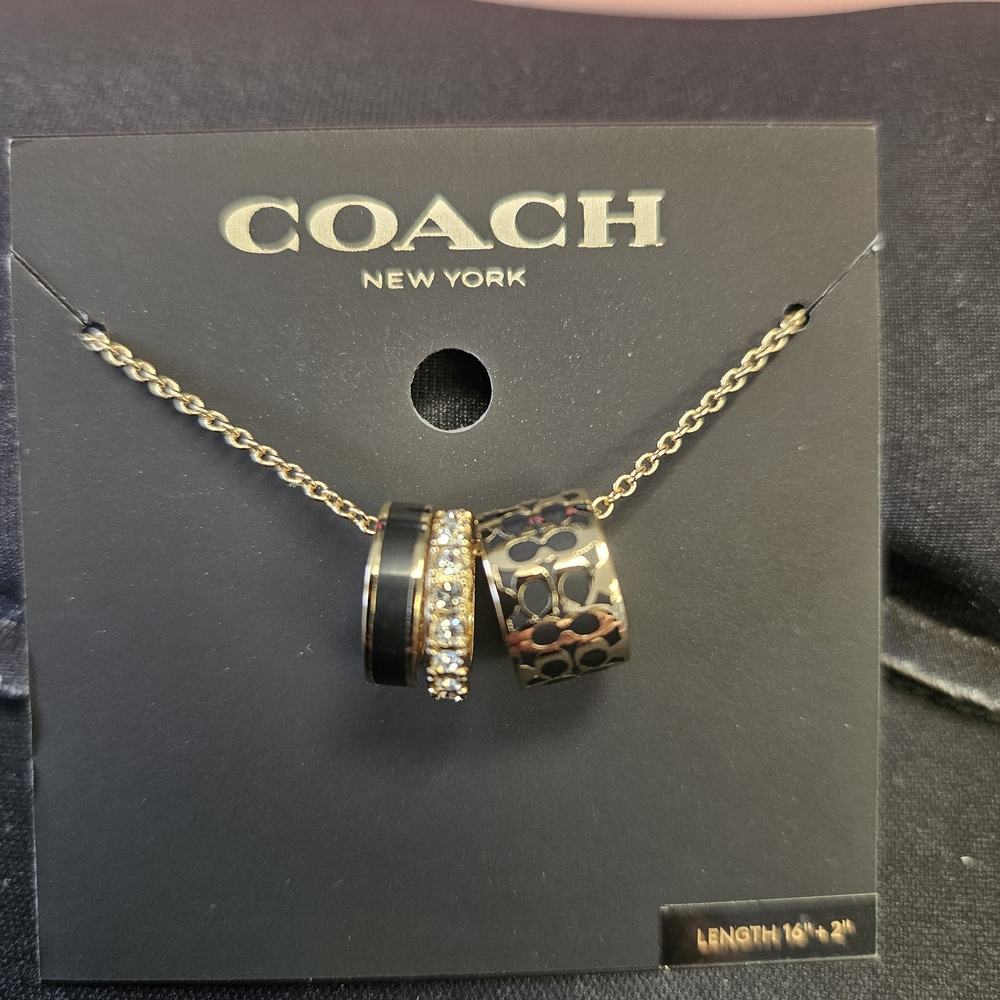 Coach Gold and Black Pendant Necklace